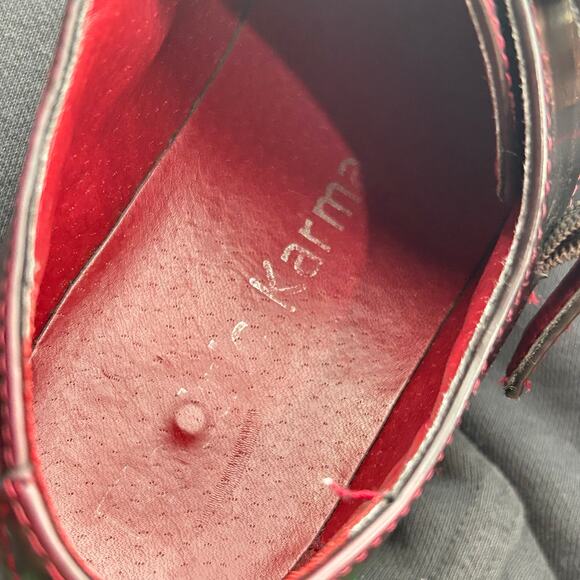 Women's 6.5 Electric Karma Scotty Dark Cherry Red /‎ Brown Chunky Buckle Oxfords - Picture 10 of 10